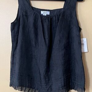 Lord & Taylor Black Ruffled Sleeveless Tank Top